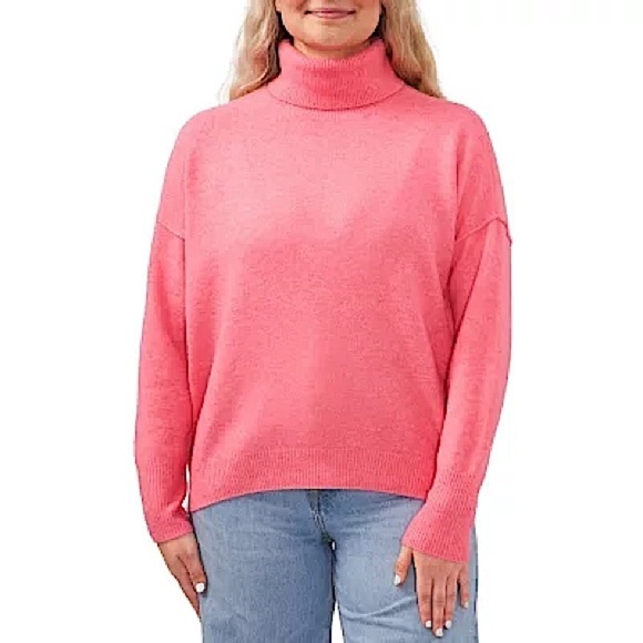 VINCE CAMUTO • Pop Pink Ladies Turtleneck Sweater - Picture 1 of 4